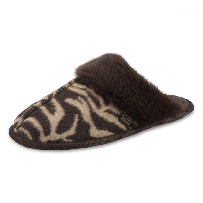 Isotoner® Ladies Animal Print Mule Slipper Brown Extra Image 2